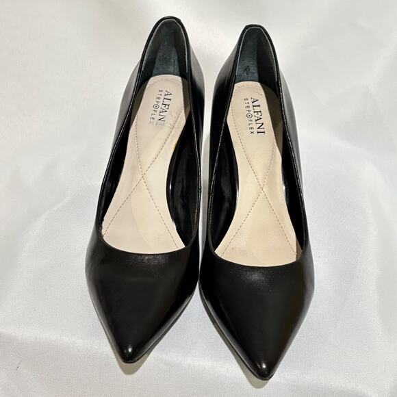 Alfani women JEULES Leather Pointed Toe Classic Pumps mid heel black sz 8 Career - Picture 3 of 12